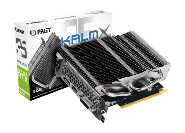 Palit GeForce RTX 3050 KalmX 6GB - Grafikkort - GF RTX 3050 - 6 GB GDDR6 - PCIe 4.0 - HDMI, DVI, DisplayPort - blæserløs