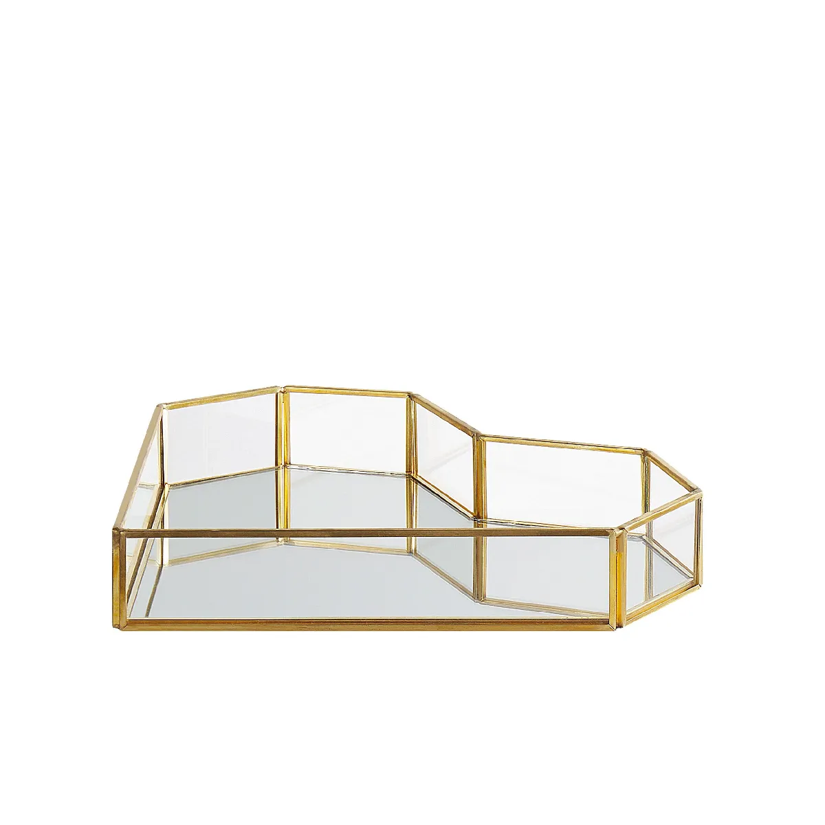 Beliani Plateau Décoratif Doré Miroir
