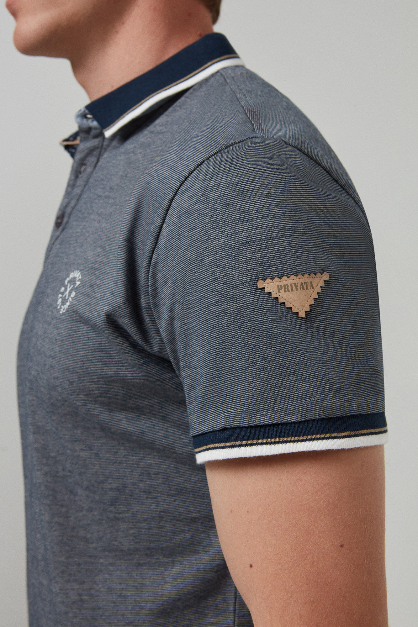 Polo microlistado all overprint privado - Azul