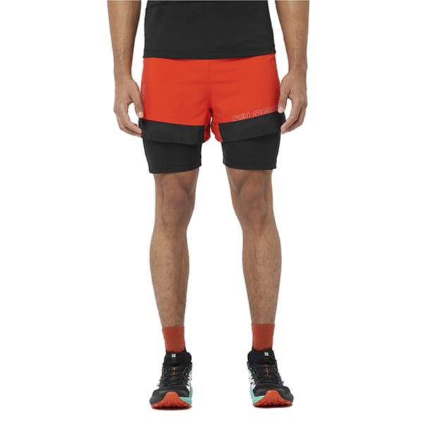 Short trail SALOMON CROSS 2IN1 SHORTS M CHERRY TOMATO/DEEP BLACK