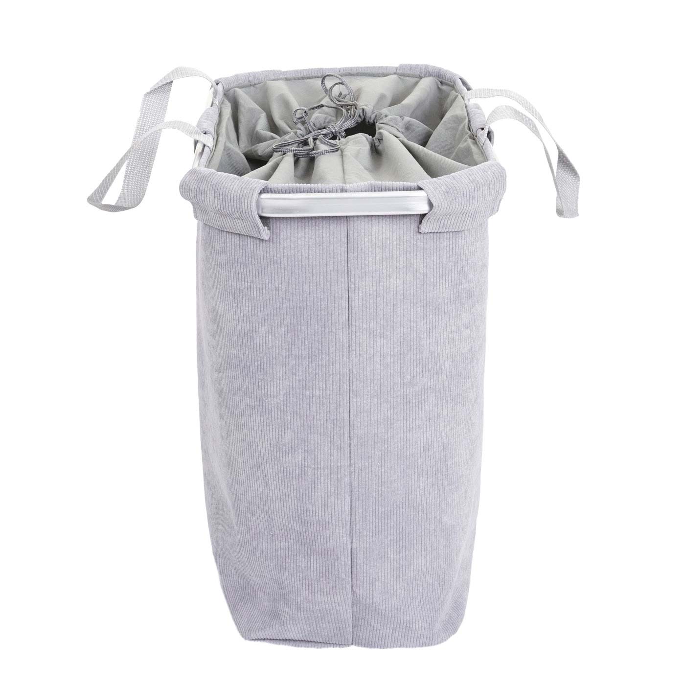 Wäschesammler MCW-C34, Laundry Wäschekorb Wäschebehälter mit Kordelzug, 2 Fächer Henkel 54x52x32cm 89l ~ cord grau