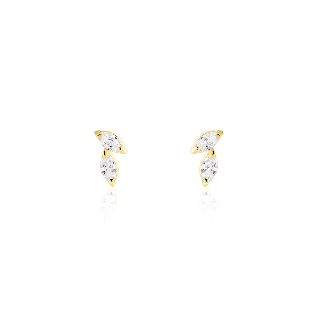 Boucles D'oreilles Puces Mix And Match Or Jaune Oxyde De Zirconium