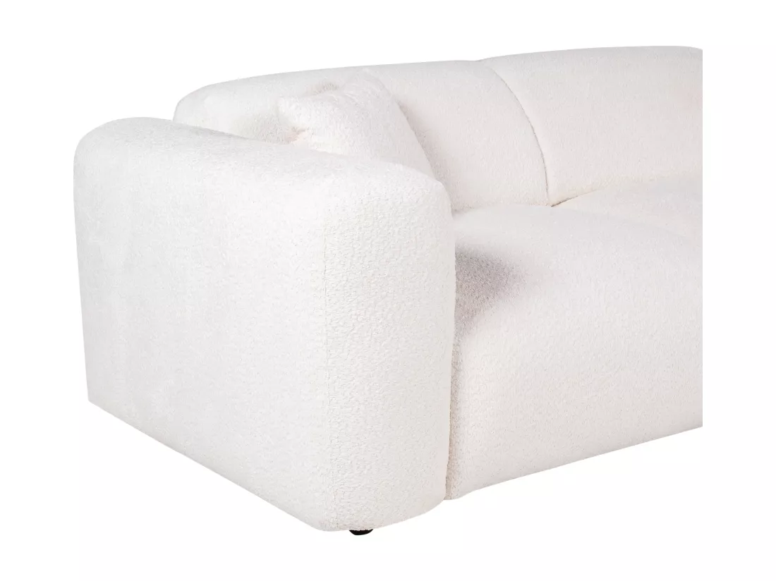 Grand canapé d'angle droit en tissu bouclette blanc POGNI de Maison Céphy