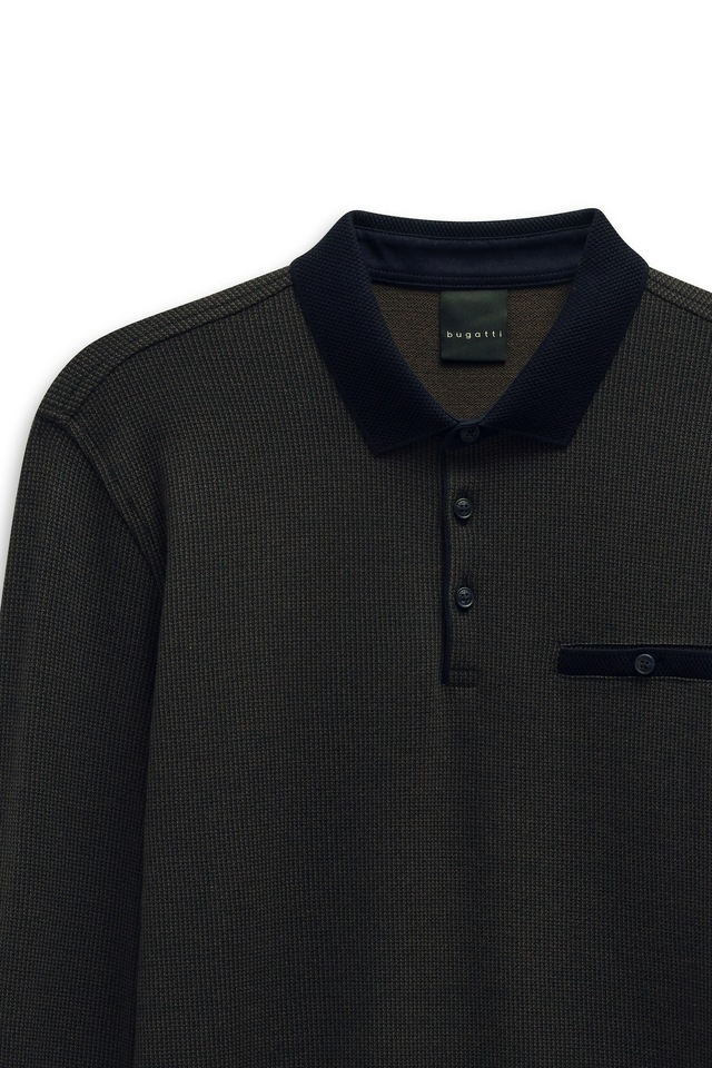 bugatti Langarm-Poloshirt »Modern Fit«, mit Brusttasche