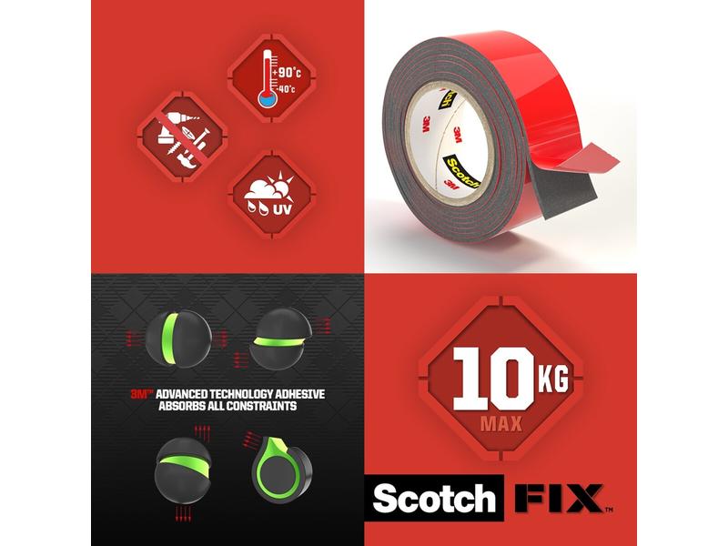 Scotch Aussenmontageband Extreme, 19 mm x 1.5 m, 1 Rolle, S Doppelseitiges Montageband für den Aussenbereich