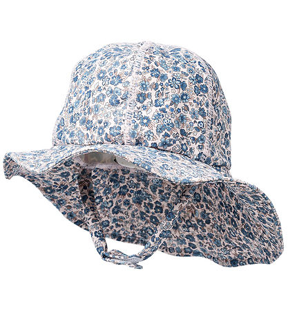 Wheat Bådehat - UV40+ - Blåe Flower Meadow m. Velcro