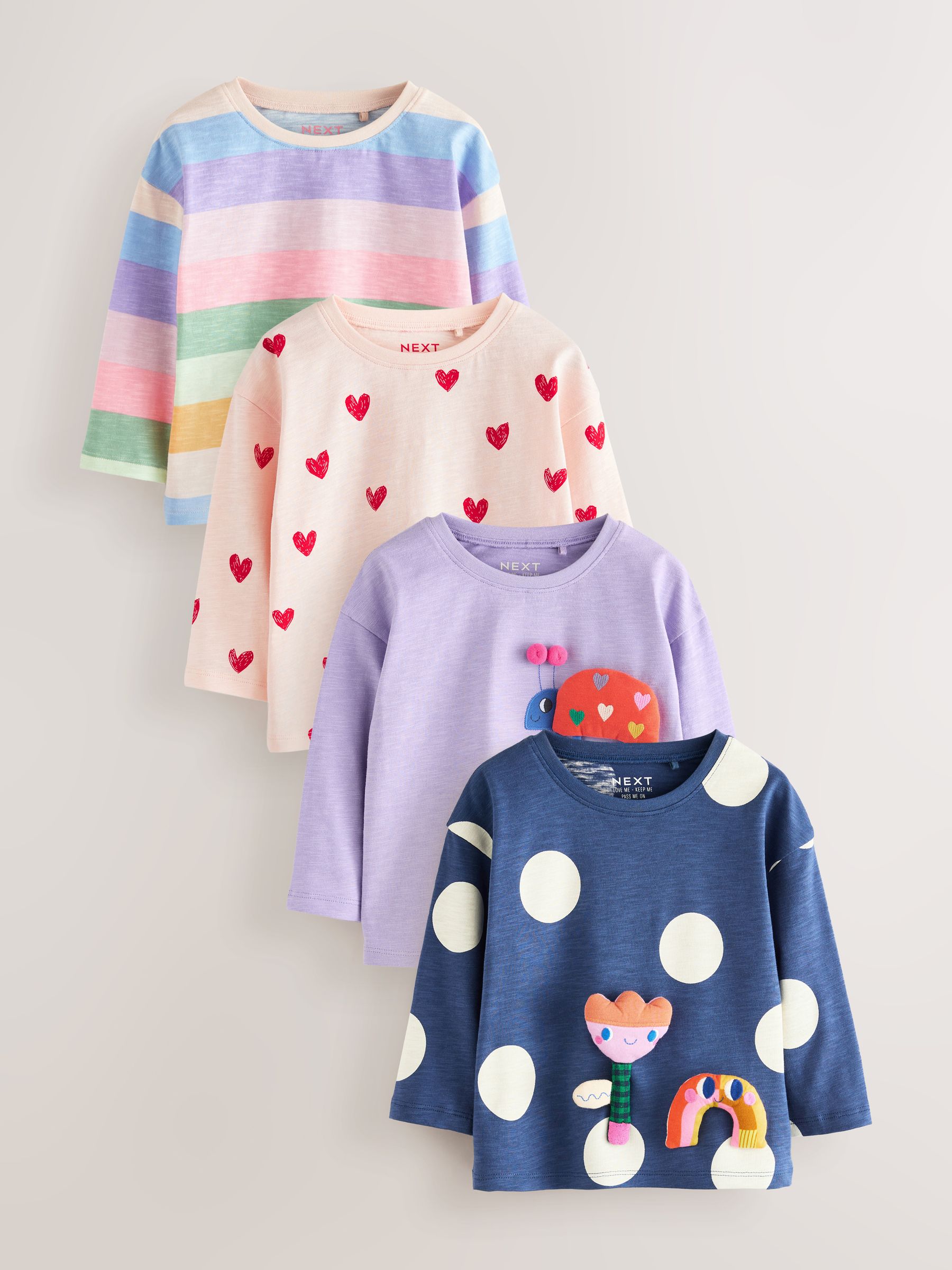 Regenboog - Tops met lange mouwen set van 4 (3mnd - 7 jr)