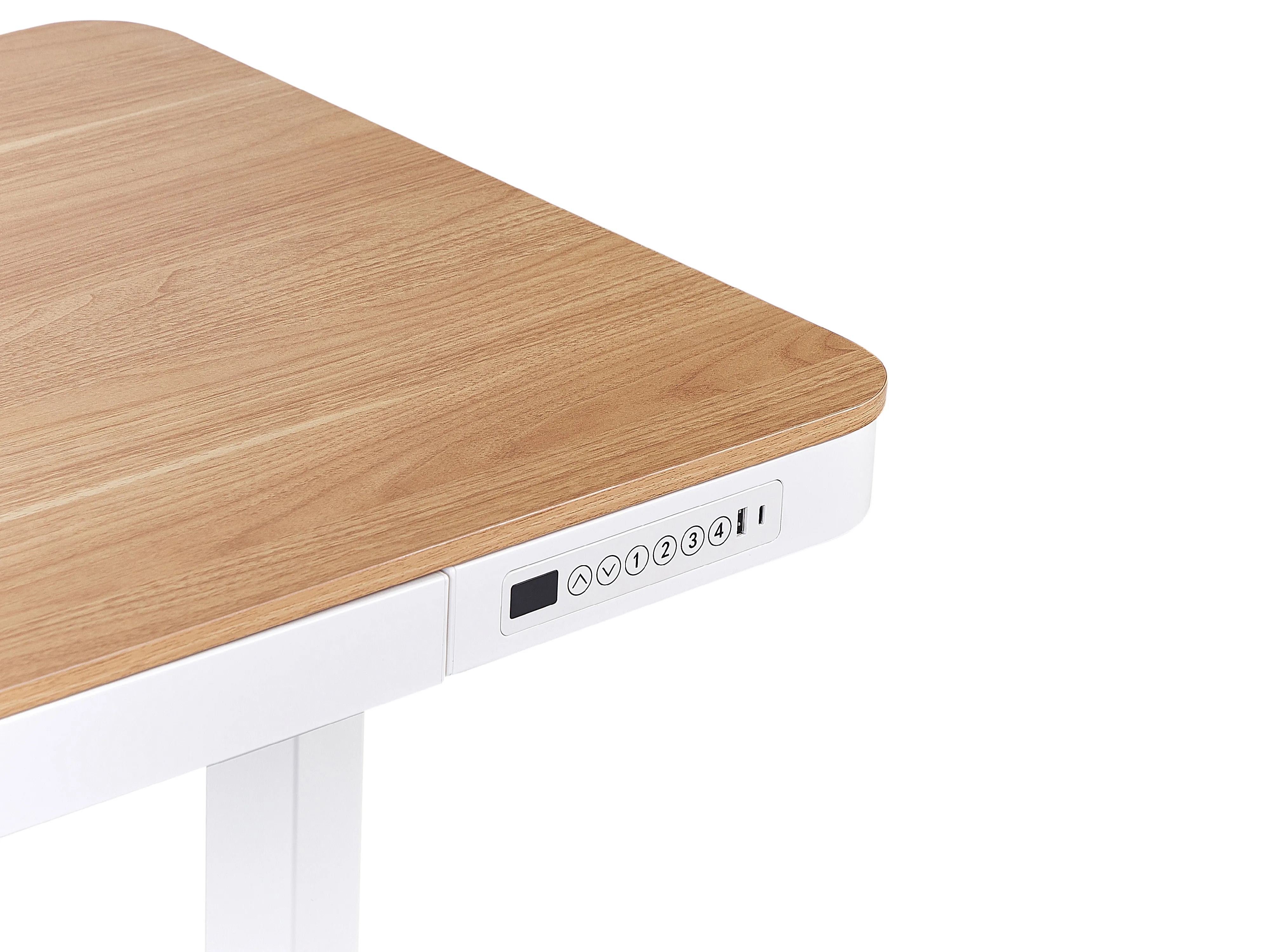 Elektrisch verstelbaar sta-bureau KENLY Bruin/wit 120 cm 60 cm met USB-poort
