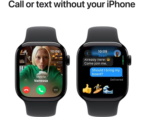 Apple Watch Series 10 GPS   Cellular 46mm Jet Black Aluminium Case with Black Sport Band - M/L