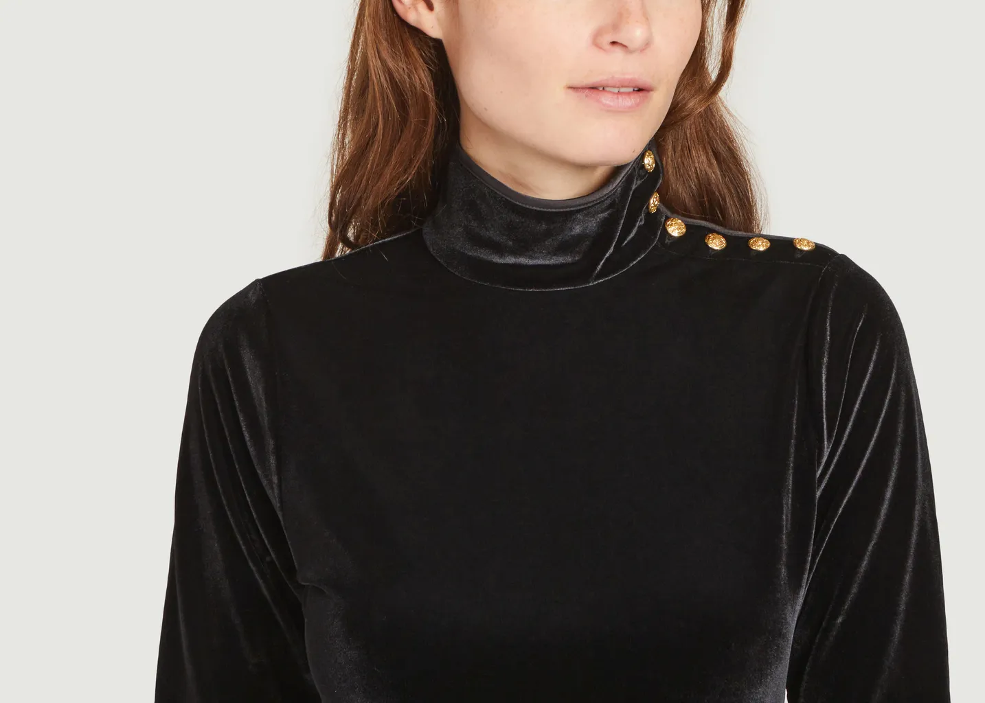 Robe mi-longue col roulé velours stretch Polo Ralph Lauren