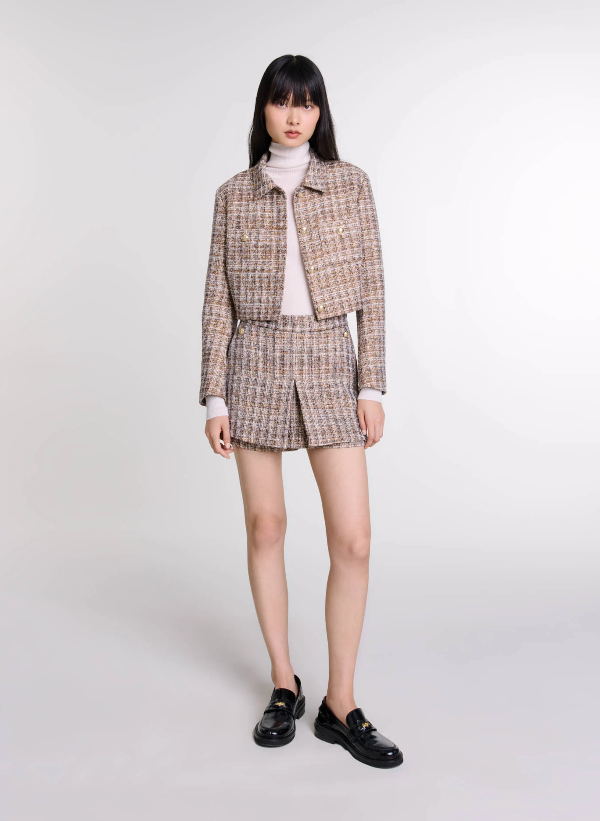 Veste col classique en coton mélangé | Marron