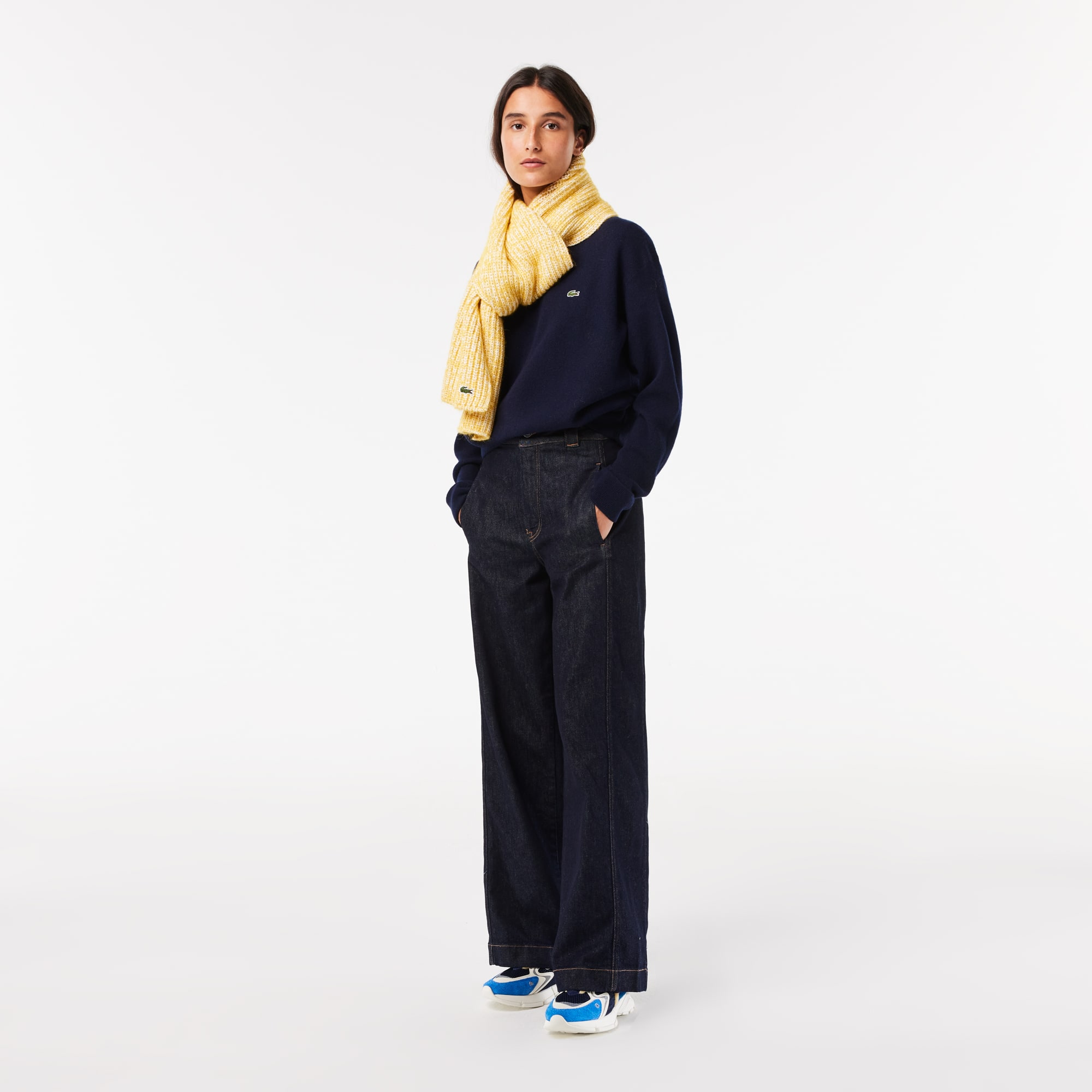 Pull femme Lacoste col rond en laine Pullovers - Bleu - Lacoste - Femme
