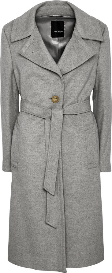 Sand Cashmere Coat W - Clareta Belt Midi Grå