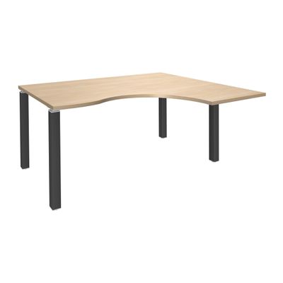 Bureau compact EXPRIM - L180 cm - Retour droite - Plateau imitation Chêne clair - Pieds carbone (Pieds de renfort obligatoire à rajouter - non inclus)