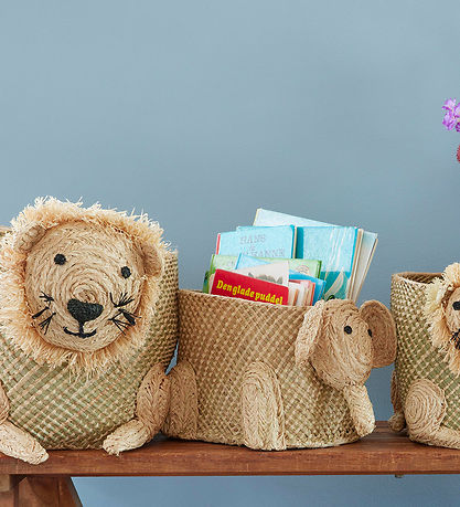 Rice Opbevaringskurv - Raffia/S?gr?s - Stor L?ve - Natur