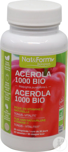 Nat&Form Acérola 1000 Bio Tonus Vitalité 30 Comprimés