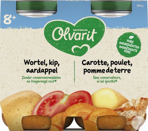 Olvarit Repas 8m+ Carotte/Poulet/Pomme De Terre 2x200g