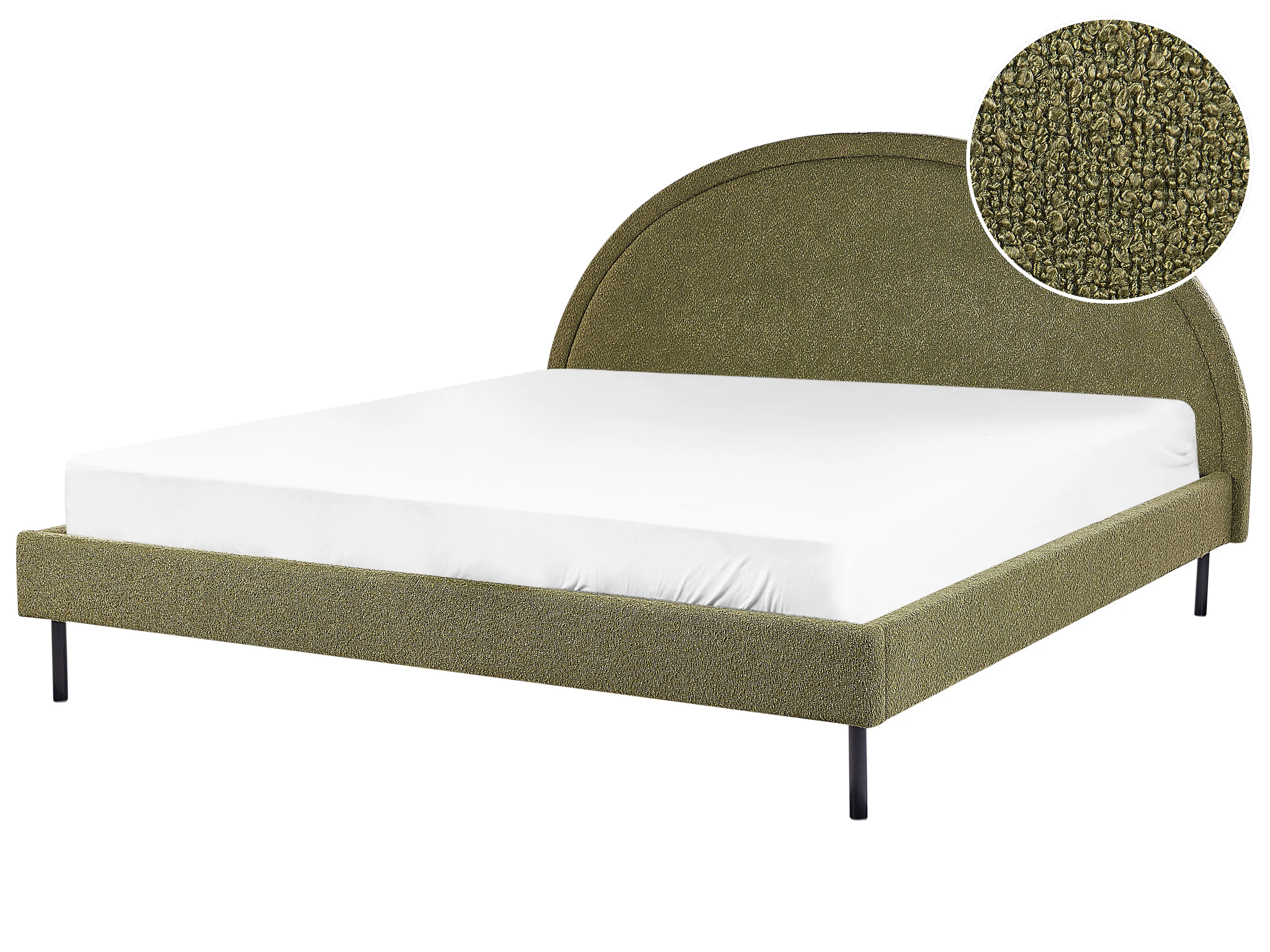 Bed Bouclé MARGUT 180 x 200 cm Olijfgroen