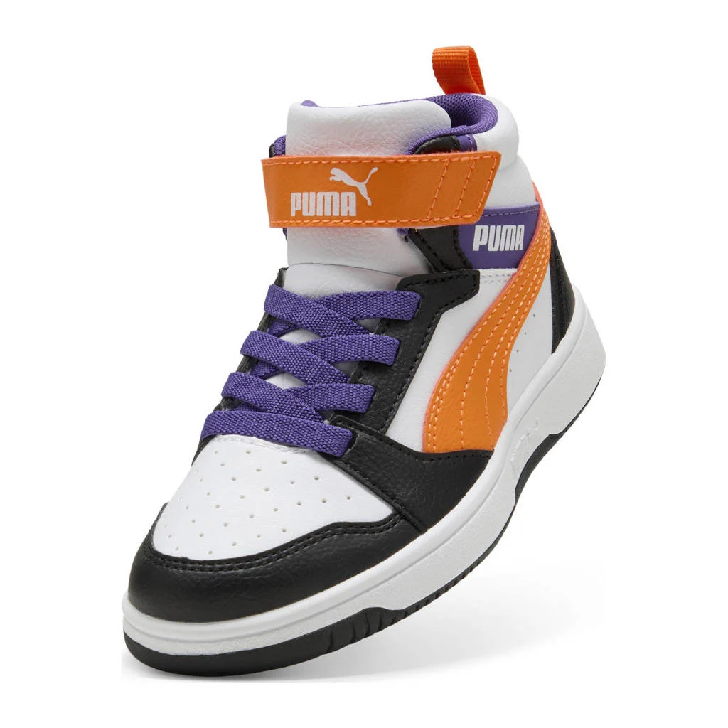 Puma Rebound V6 Mid sneakers wit/oranje/zwart