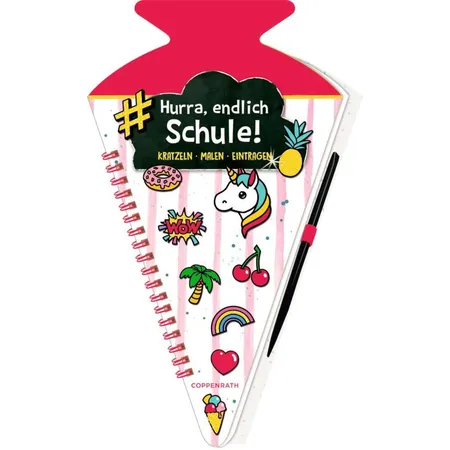 Coppenrath Verlag Schultü.-Kratzelbuch Funny Patches,pinkHurra, endl.Schule!