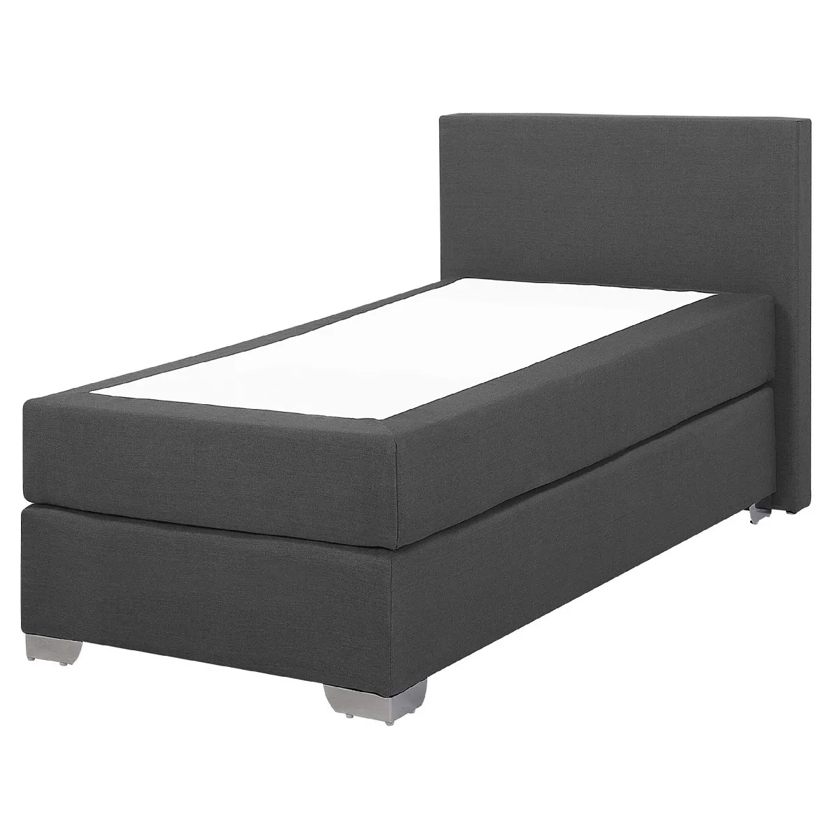 Beliani Boxspring PRESIDENT 90 x 200 - Tissu Gris foncé