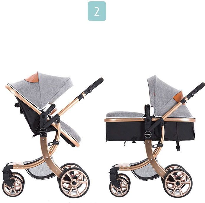Bellaby - Nieuwe Luxe Kinderwagen 2 In 1 - Goudkleurig - Aluminium