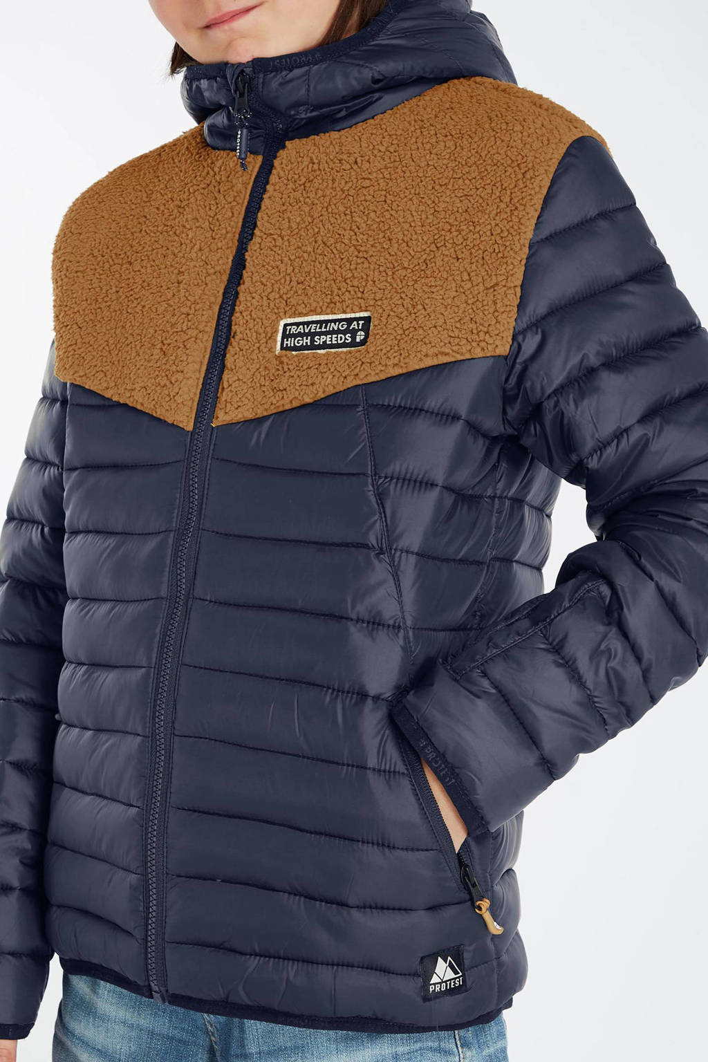 Protest outdoor jas PRTDUCO JR donkerblauw/bruin