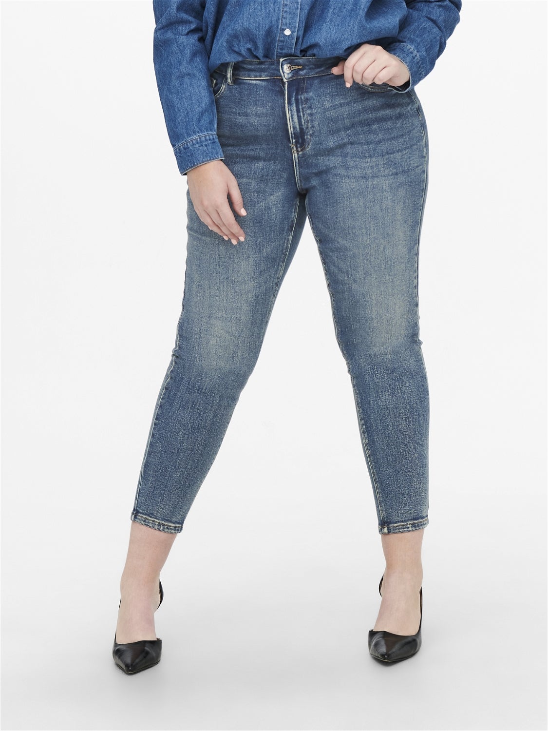 CARKILA Hohe Taille Skinny Fit Jeans Medium Blue Denim