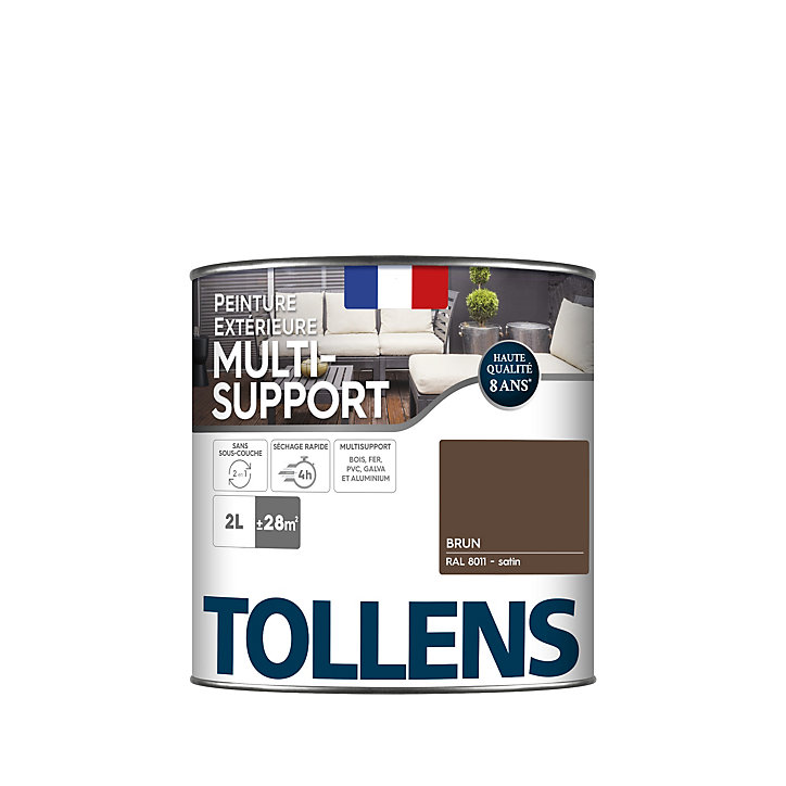 Peinture extérieure multi-supports Tollens satin brun 2L