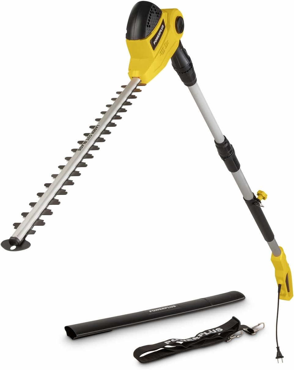 Powerplus Elektrische-Teleskop-Heckenschere POWXG2044 - mit 550 W, 550 mm Klinge und 24 mm Abstand, mit Teleskopgriff, Gartenwerkzeug, Gartenschere zum Schneiden von Büschen, Hecken und Pflanzen