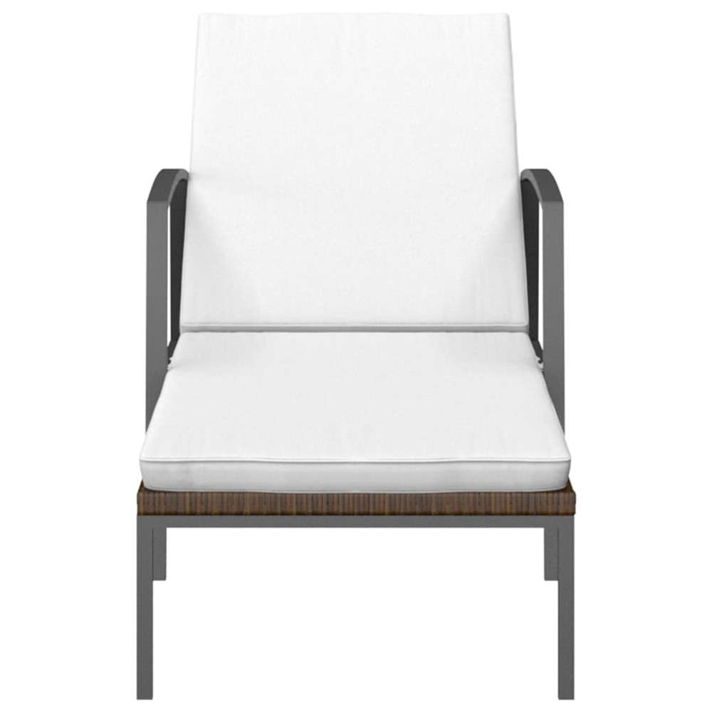 Transat chaise longue bain de soleil lit de jardin terrasse meuble d'extérieur avec coussin résine tressée marron