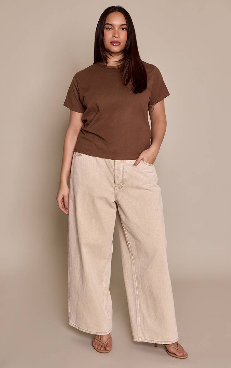 Chocolat T-shirt Grande Taille En Coton Premium À Manches Courtes