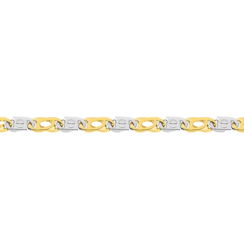 Bracelet homme 18 cm - Bicolore - Or 18 Carats - Largeur 5 mm