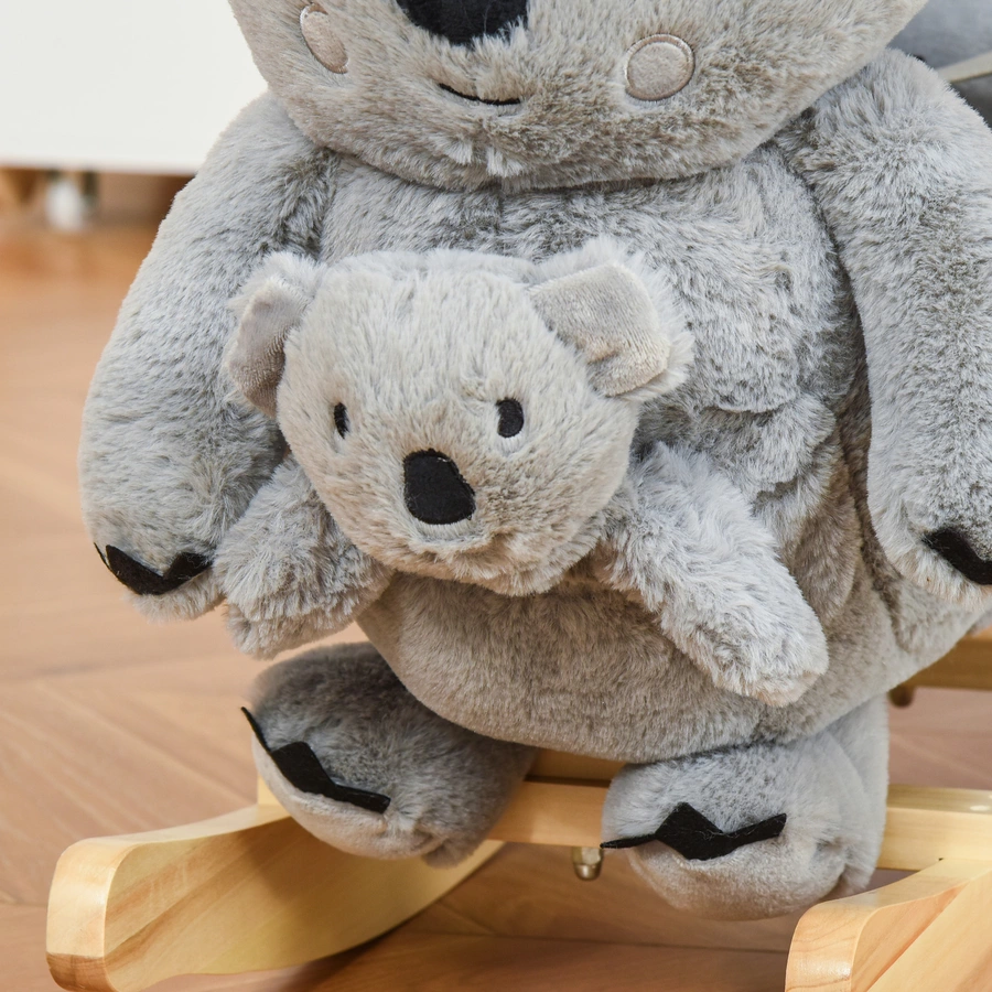 HOMCOM Schaukeltier Spielzeug, Triceratops, Koala Grau