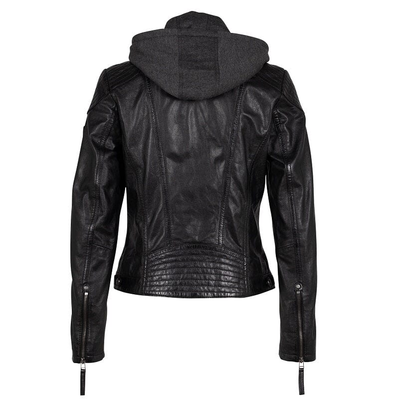 Gypsy zwarte leren jas Dacy met capuchon