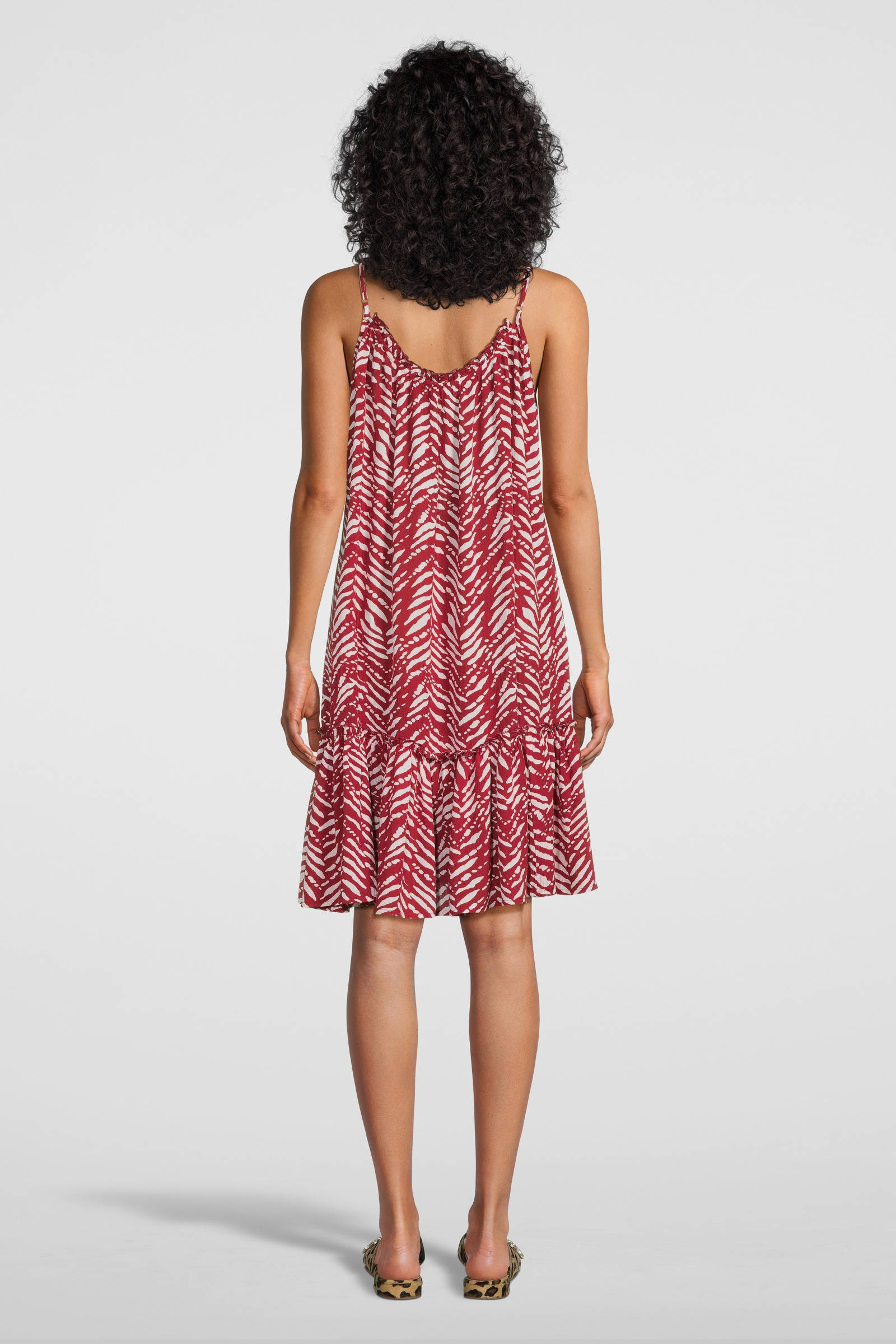 BEACHWAVE crinkle strandjurk rood/wit
