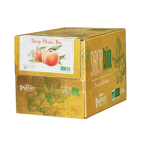 Sirop de pêche bio Bigallet, BiB de 5 L