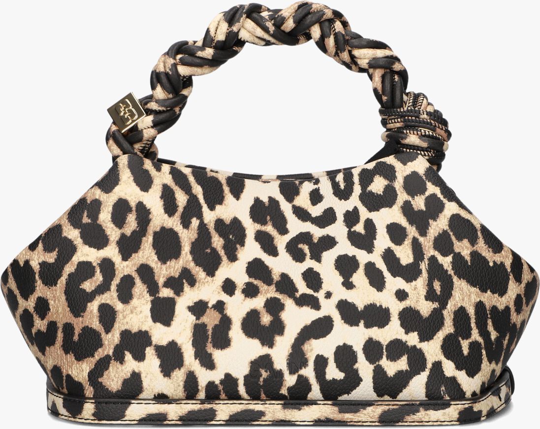 beige ganni handtas bou small grained printed