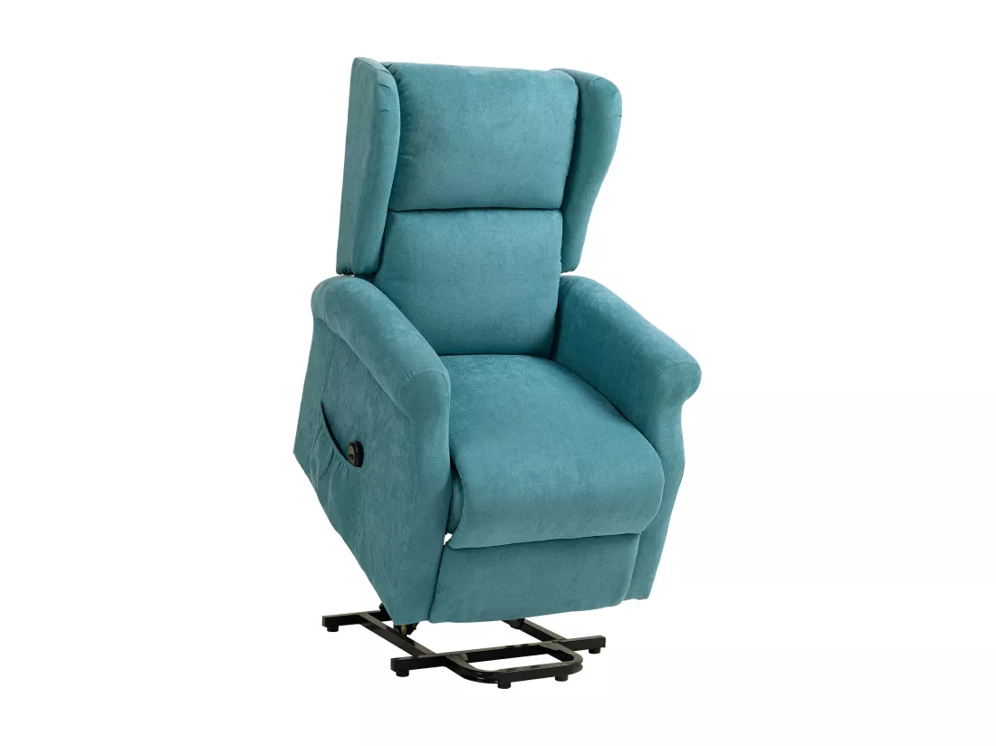 Fauteuil de relaxation électrique fauteuil releveur inclinable avec repose-pied ajustable lin bleu