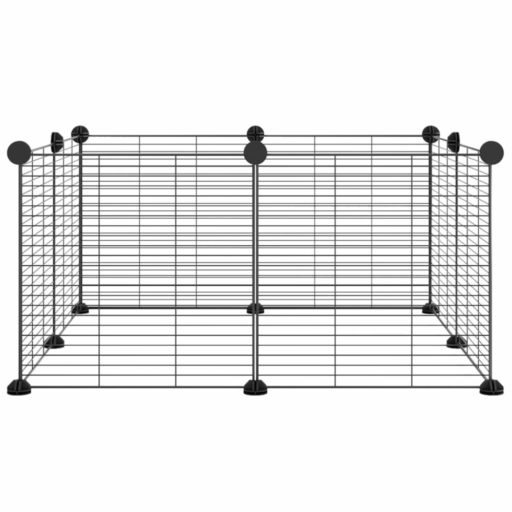 Cage animaux de compagnie à 8 panneaux noir 35x35 cm acier