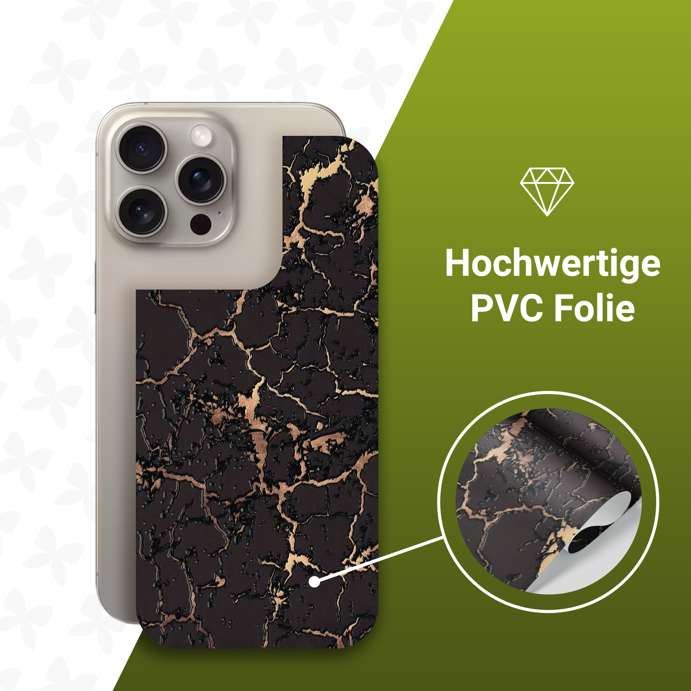 (2er Set) iPhone 15 Pro Backcover Schutzfolie Swiss Made - Vintage Croco