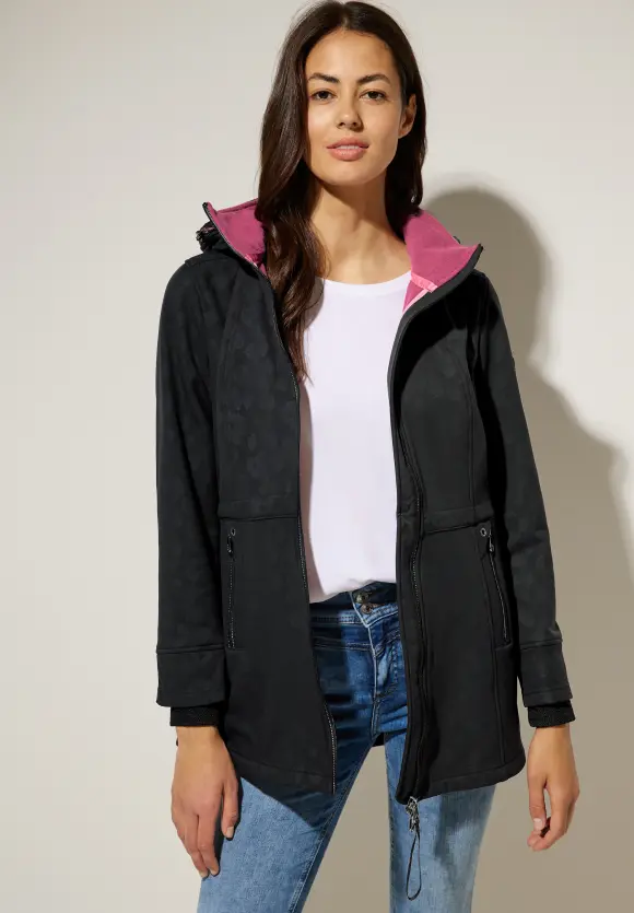 Softshelljacke mit Leomuster - Black