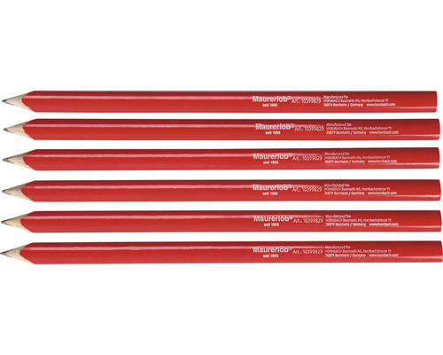 Timmermanspotlood 240 mm, rood gelakt, geslepen, 6 stuks