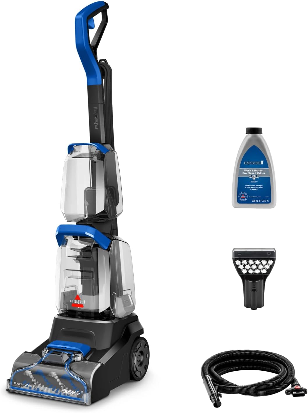 BISSELL PowerWash Compact Pet, Kompakter Upright- Teppichreiniger und Polsterreiniger für Haustierflecken,Fleckenreinigung auf mehreren Oberflächen, Abnehmbare Zubehörteile, 600W, Mit Kabel, 4058N