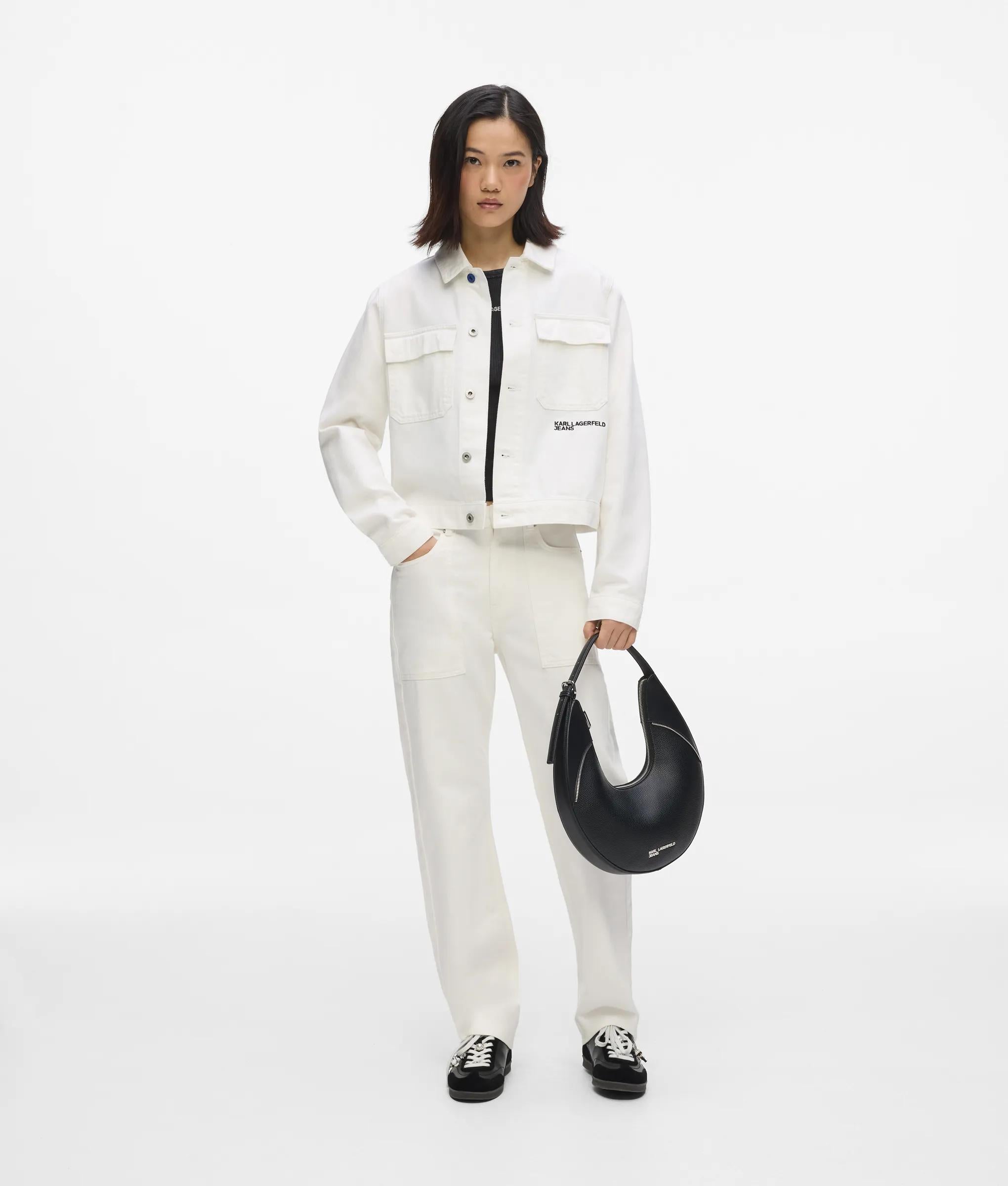 Witte rechte jeans met hoge taille