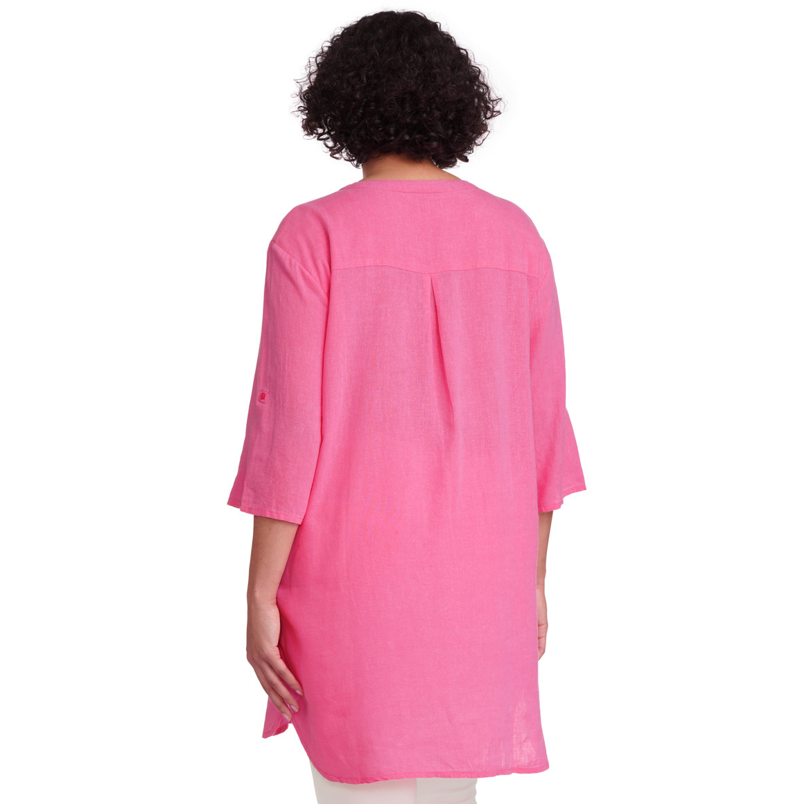 Damen Longbluse mit Leinen-Anteil pink