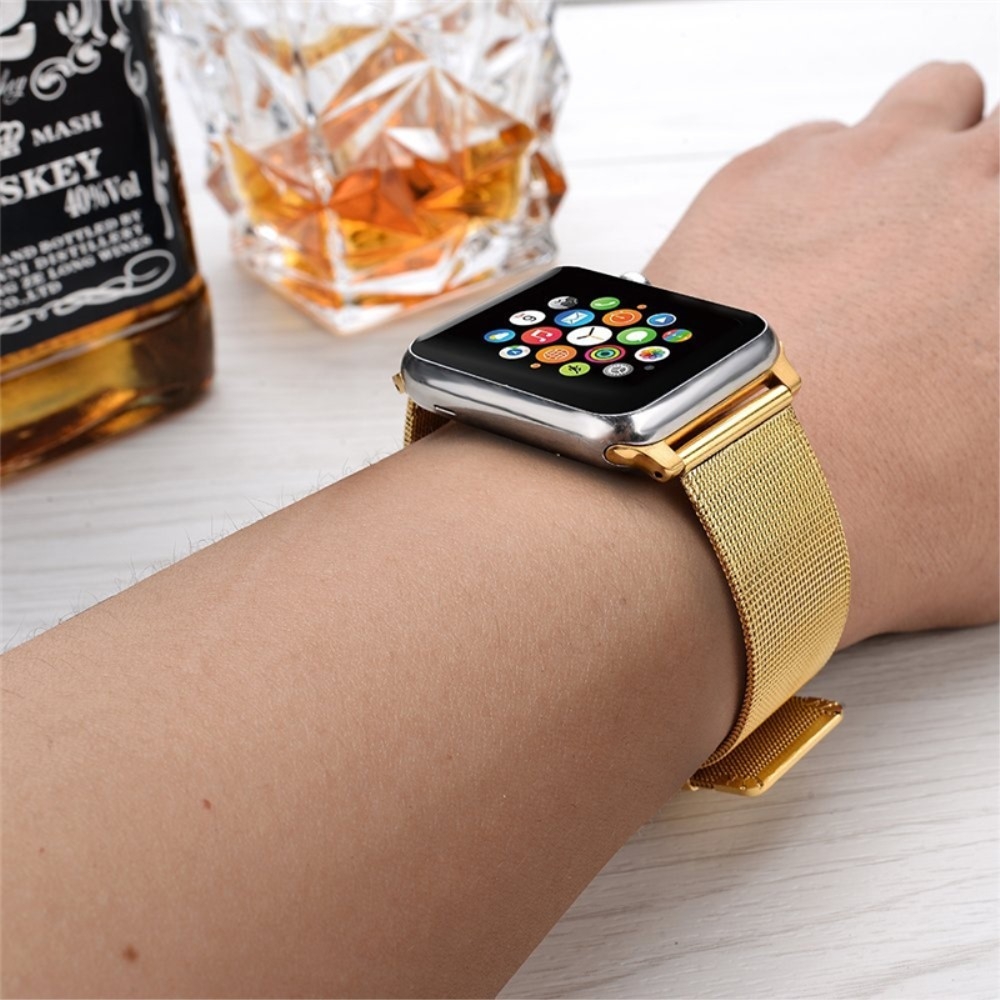 Apple Watch (42/41/40/38 mm) Edelstahl Ersatz Armband Milanaise mit Dornschliesse - Gold