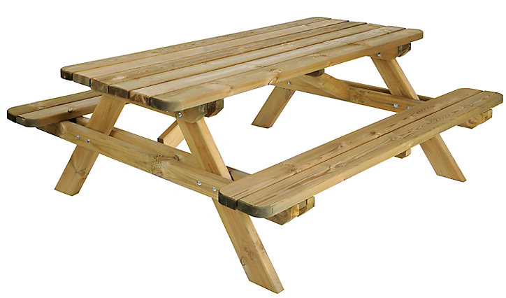 Table de jardin MOBILA en bois coloris Pin L.180 x l.160 x H.72,5 cm