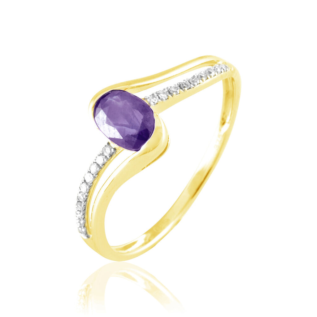 Bague Anja Or Jaune Amethyste Et Diamant