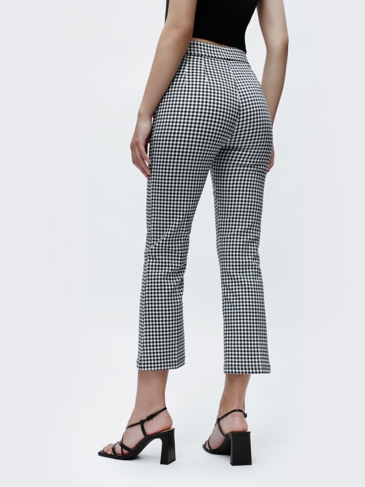 Calça mini flare - Branco/preto